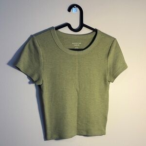 American Eagle Outfitters Sage Ribbed Crop Top